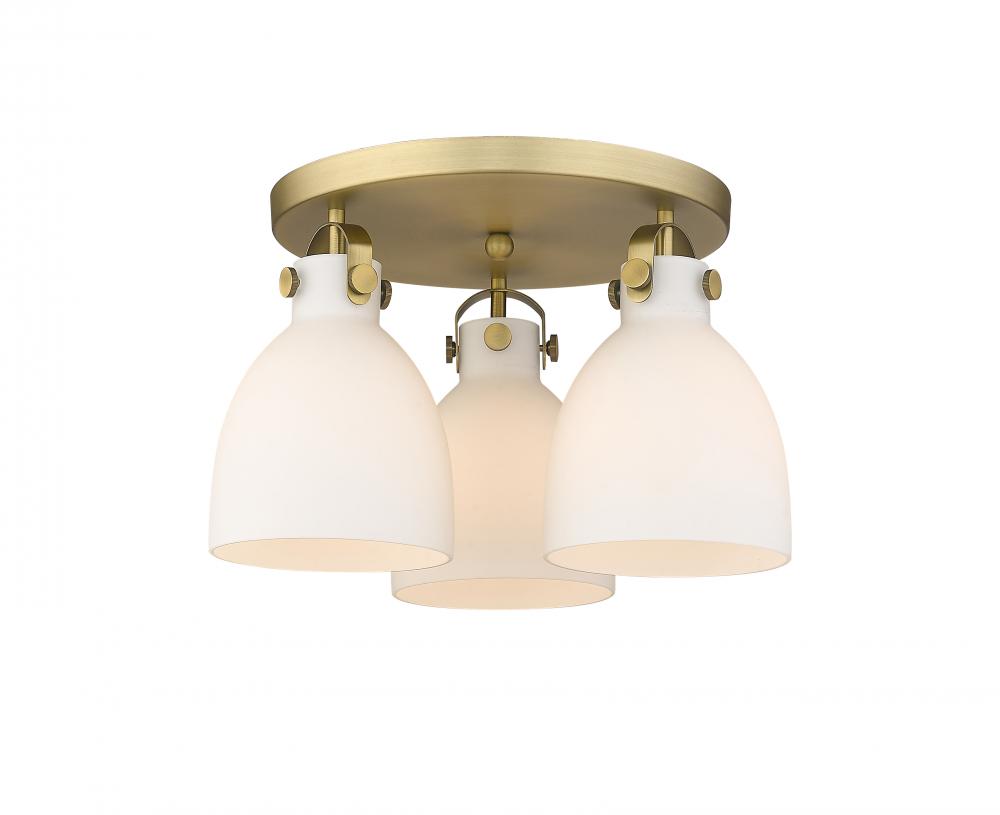 Newton Bell - 3 Light - 18 inch - Brushed Brass - Flush Mount