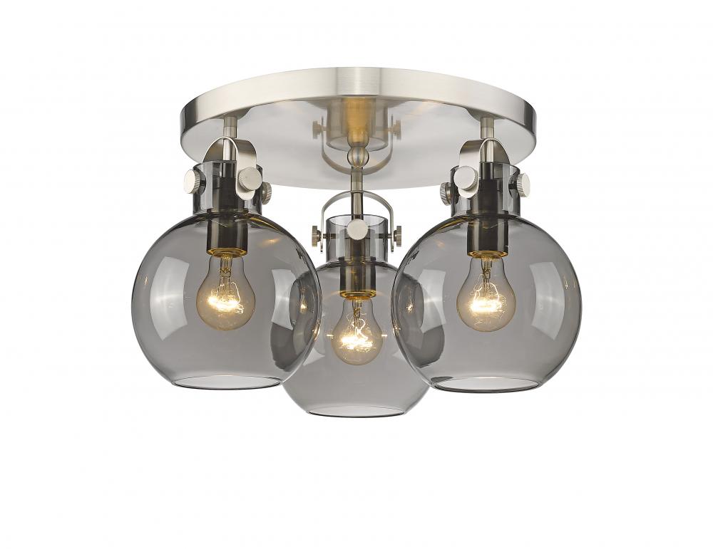 Newton Sphere - 3 Light - 18 inch - Satin Nickel - Semi-Flush Mount