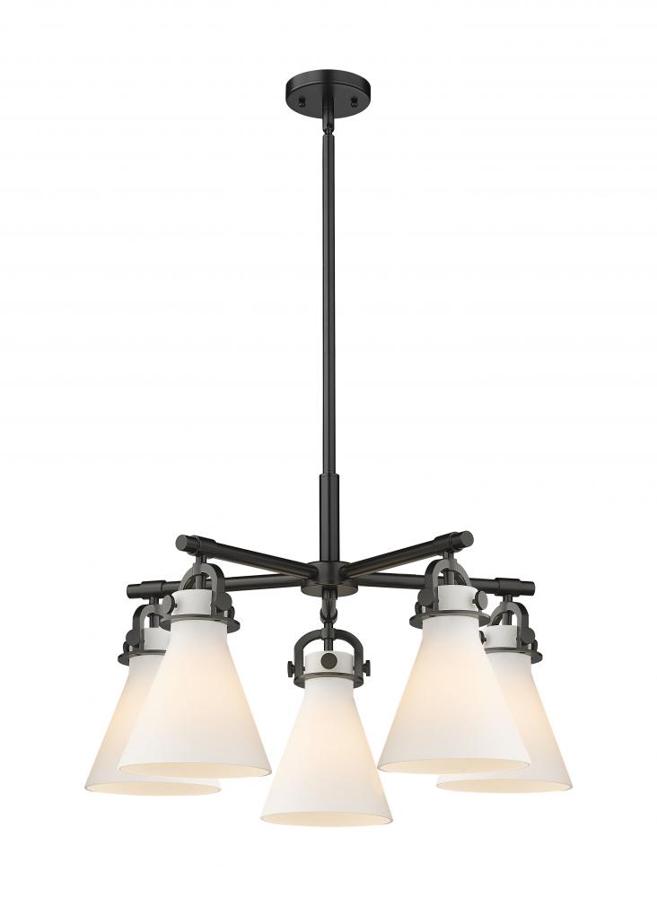 Newton Cone - 5 Light - 26 inch - Matte Black - Chandelier