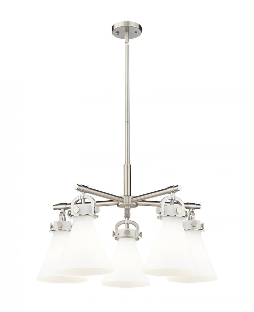 Newton Cone - 5 Light - 26 inch - Satin Nickel - Chandelier