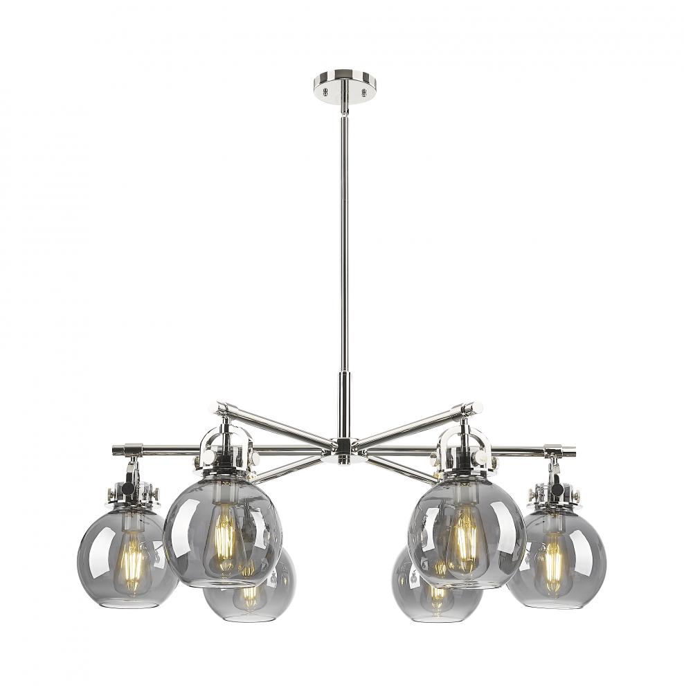Newton Sphere - 6 Light - 26 inch - Polished Nickel - Chandelier