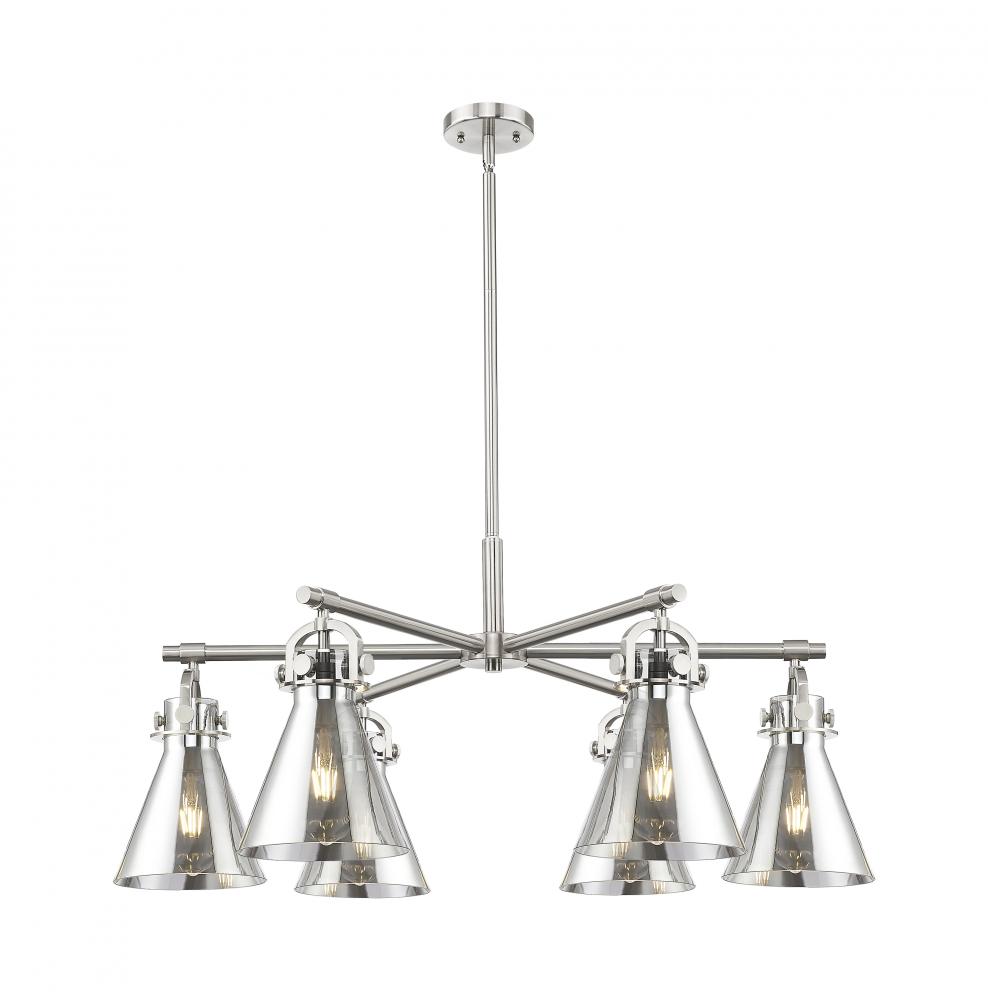 Newton Cone - 6 Light - 26 inch - Satin Nickel - Chandelier