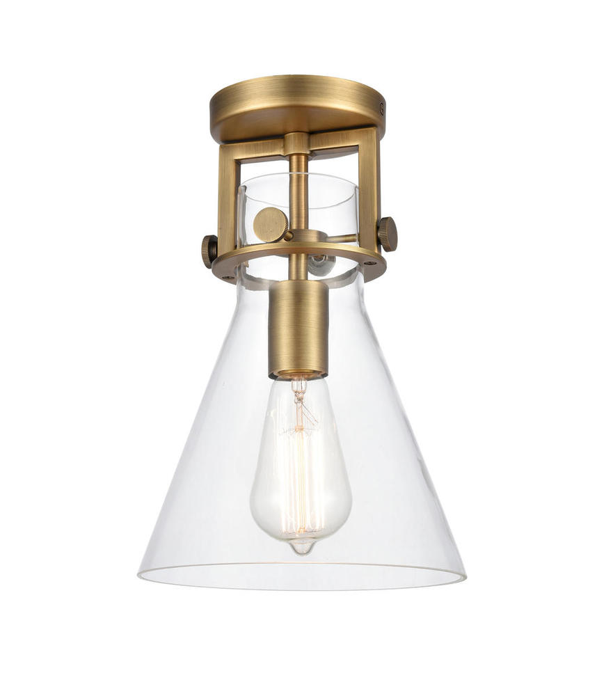 Newton Cone - 1 Light - 8 inch - Brushed Brass - Semi-Flush Mount