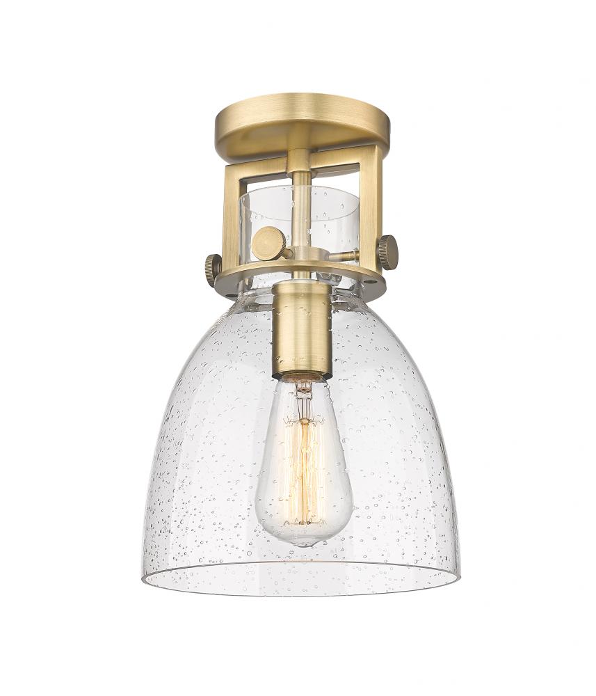 Newton Bell - 1 Light - 8 inch - Brushed Brass - Semi-Flush Mount