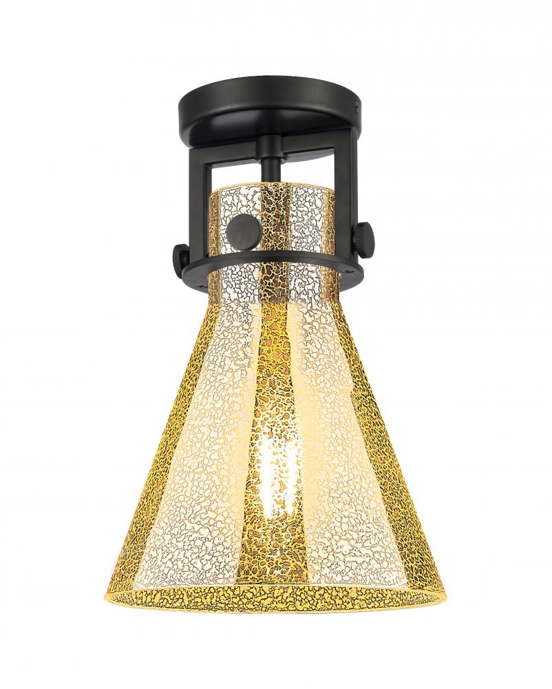 Newton Cone - 1 Light - 8 inch - Matte Black - Semi-Flush Mount