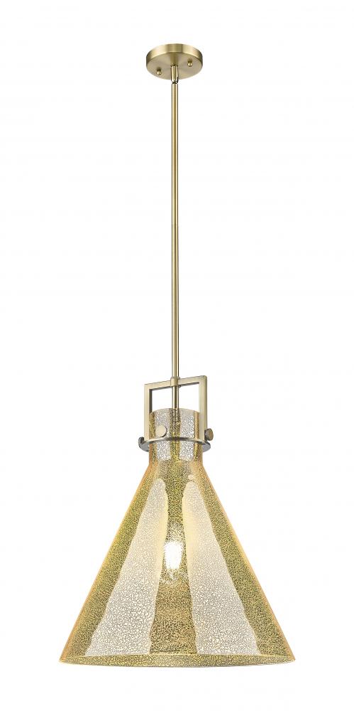 Newton Cone - 1 Light - 16 inch - Brushed Brass - Stem hung - Pendant
