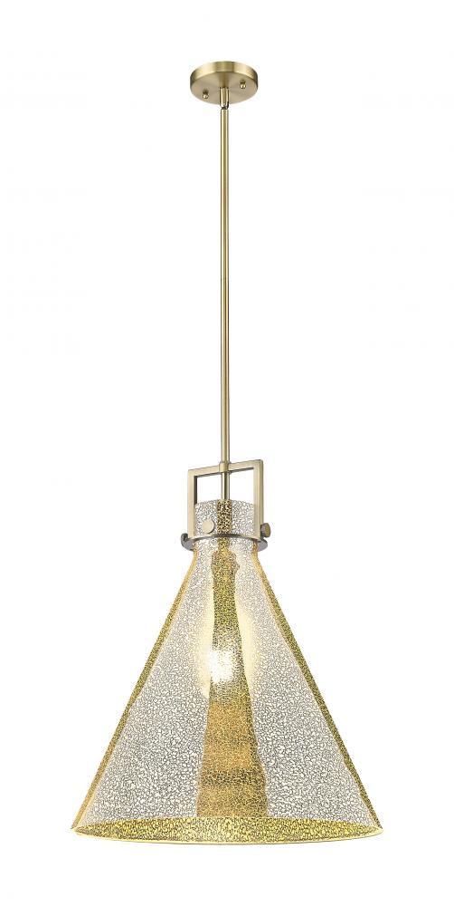 Newton Cone - 1 Light - 18 inch - Brushed Brass - Stem hung - Pendant