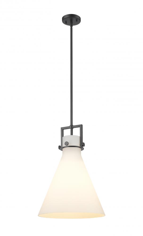 Newton Cone - 1 Light - 14 inch - Matte Black - Stem hung - Pendant