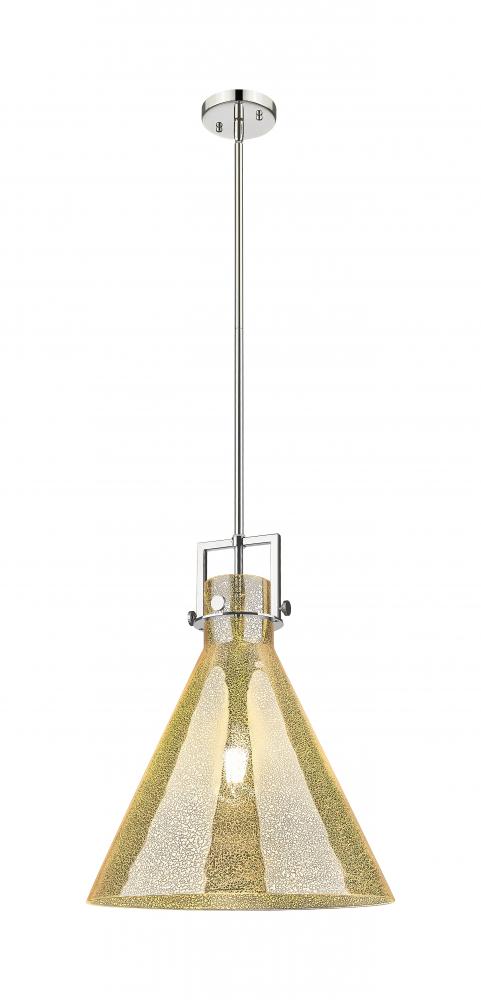 Newton Cone - 1 Light - 16 inch - Polished Nickel - Stem hung - Pendant