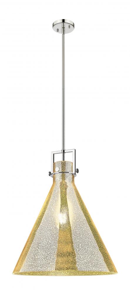 Newton Cone - 1 Light - 18 inch - Polished Nickel - Stem hung - Pendant