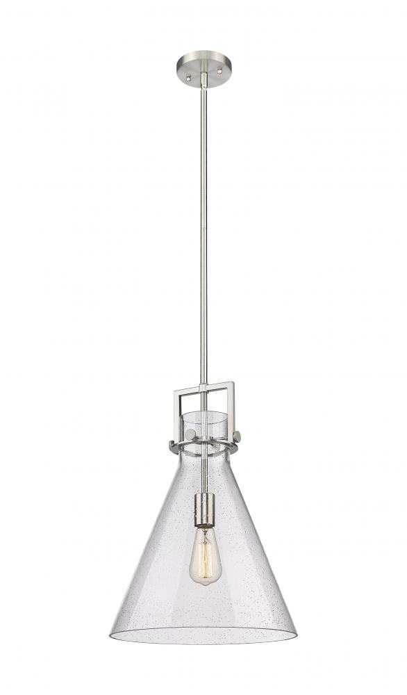 Newton Cone - 1 Light - 14 inch - Brushed Satin Nickel - Stem hung - Pendant