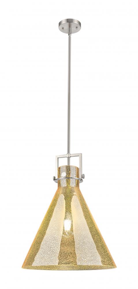 Newton Cone - 1 Light - 16 inch - Brushed Satin Nickel - Stem hung - Pendant