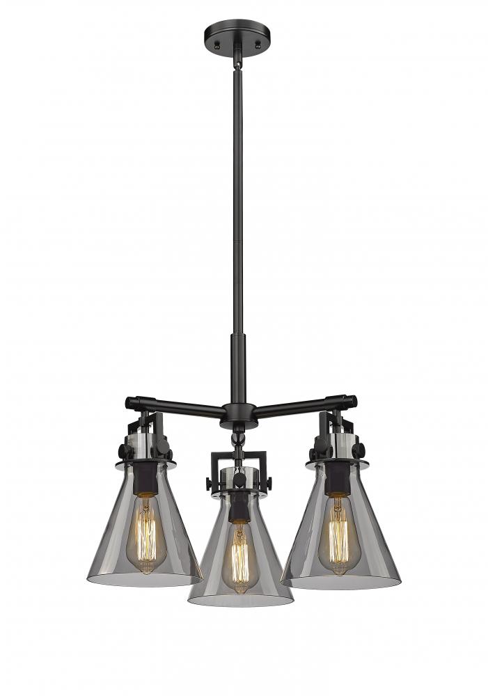 Newton Cone - 3 Light - 21 inch - Matte Black - Pendant