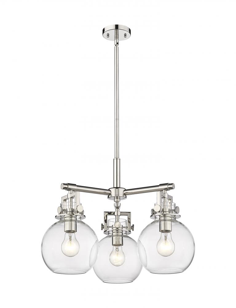 Newton Sphere - 3 Light - 21 inch - Polished Nickel - Pendant