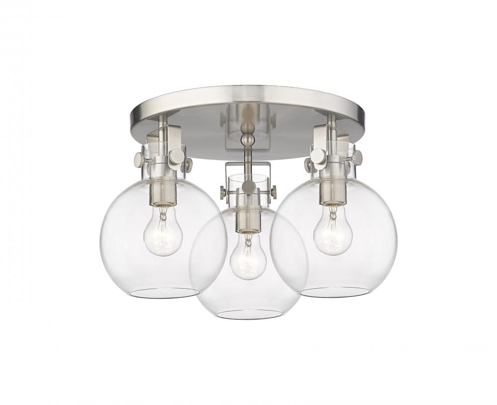Newton Sphere - 3 Light - 18 inch - Satin Nickel - Semi-Flush Mount