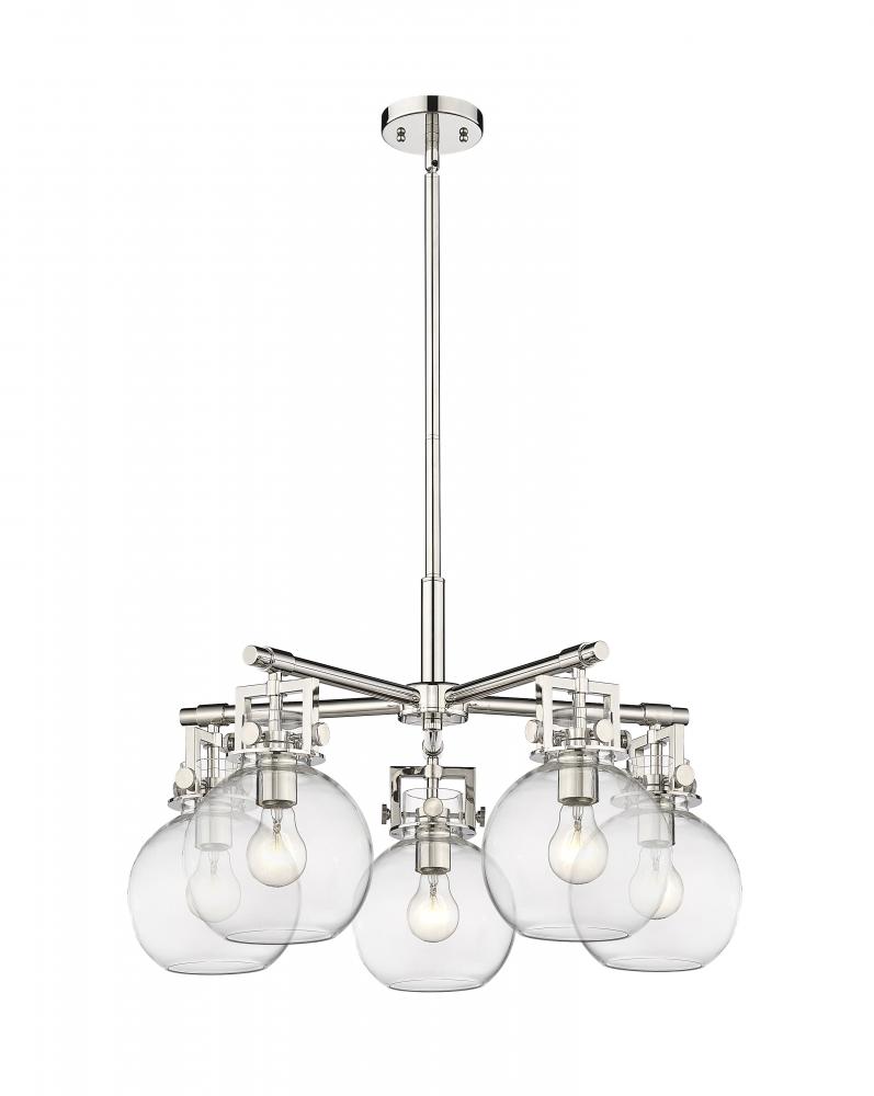 Newton Sphere - 5 Light - 26 inch - Polished Nickel - Chandelier
