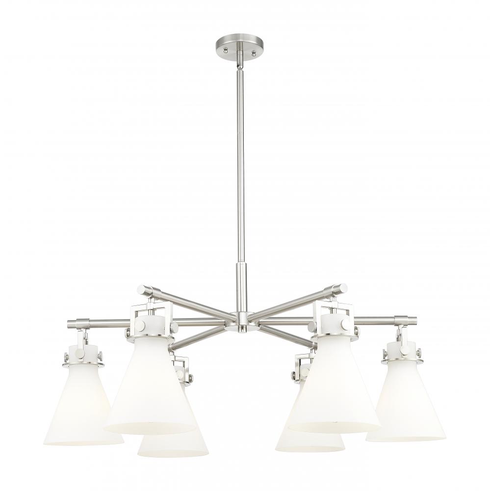 Newton Cone - 6 Light - 26 inch - Satin Nickel - Chandelier