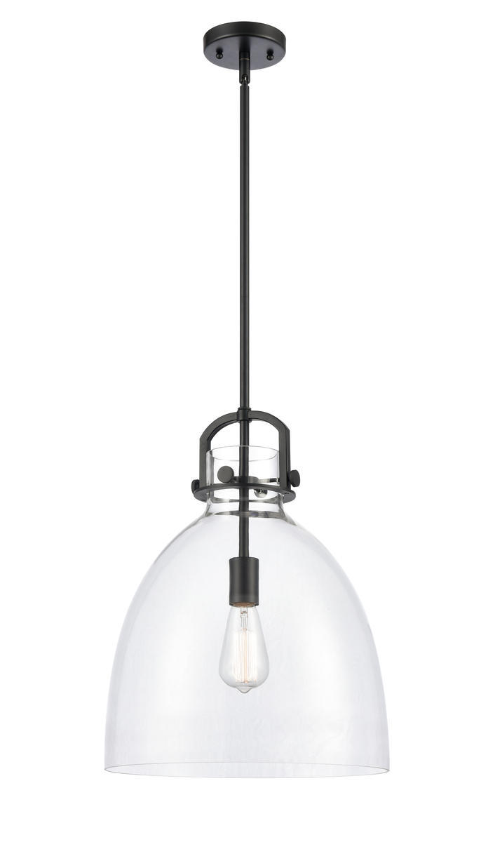 Newton Bell - 1 Light - 14 inch - Matte Black - Cord hung - Pendant