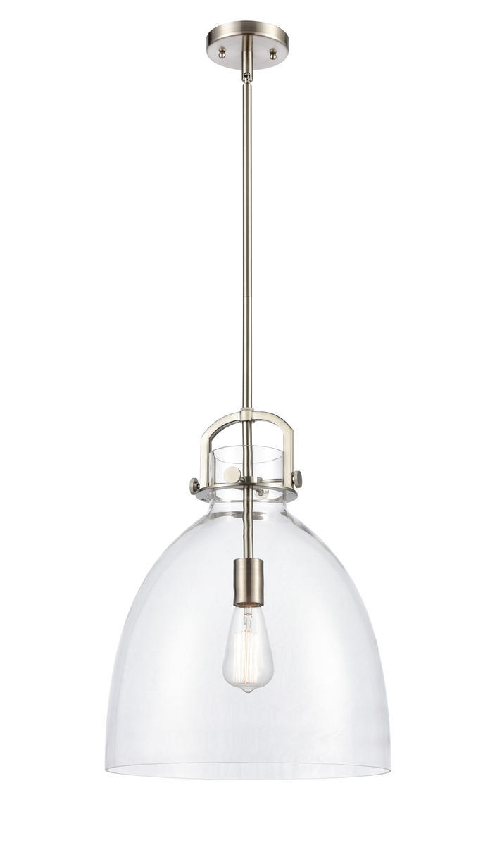 Newton Bell - 1 Light - 14 inch - Brushed Satin Nickel - Stem hung - Pendant