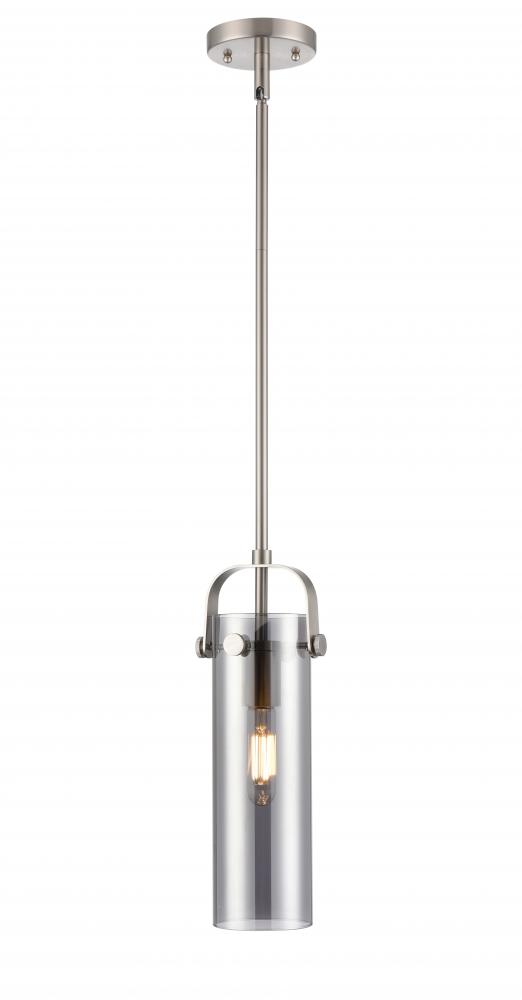 Pilaster II Cylinder - 1 Light - 12 inch Long Glass - Satin Nickel - Pendant