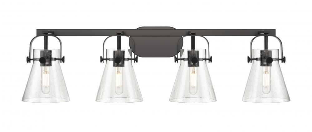 Pilaster II Cone - 4 Light - 37 inch - Matte Black - Bath Vanity Light
