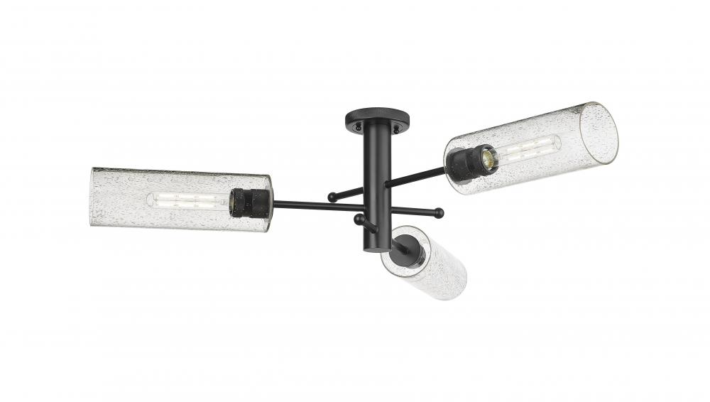 Crown Point - 3 Light - 34 inch - Matte Black - Semi-Flush Mount