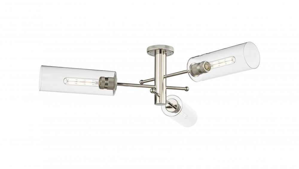 Crown Point - 3 Light - 34 inch - Polished Nickel - Semi-Flush Mount