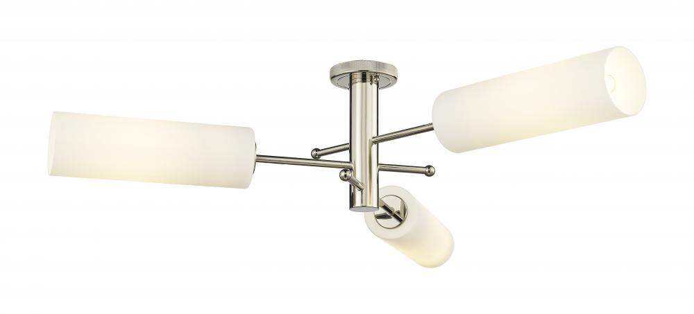 Crown Point - 3 Light - 34 inch - Polished Nickel - Semi-Flush Mount