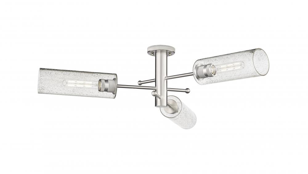 Crown Point - 3 Light - 34 inch - Satin Nickel - Semi-Flush Mount