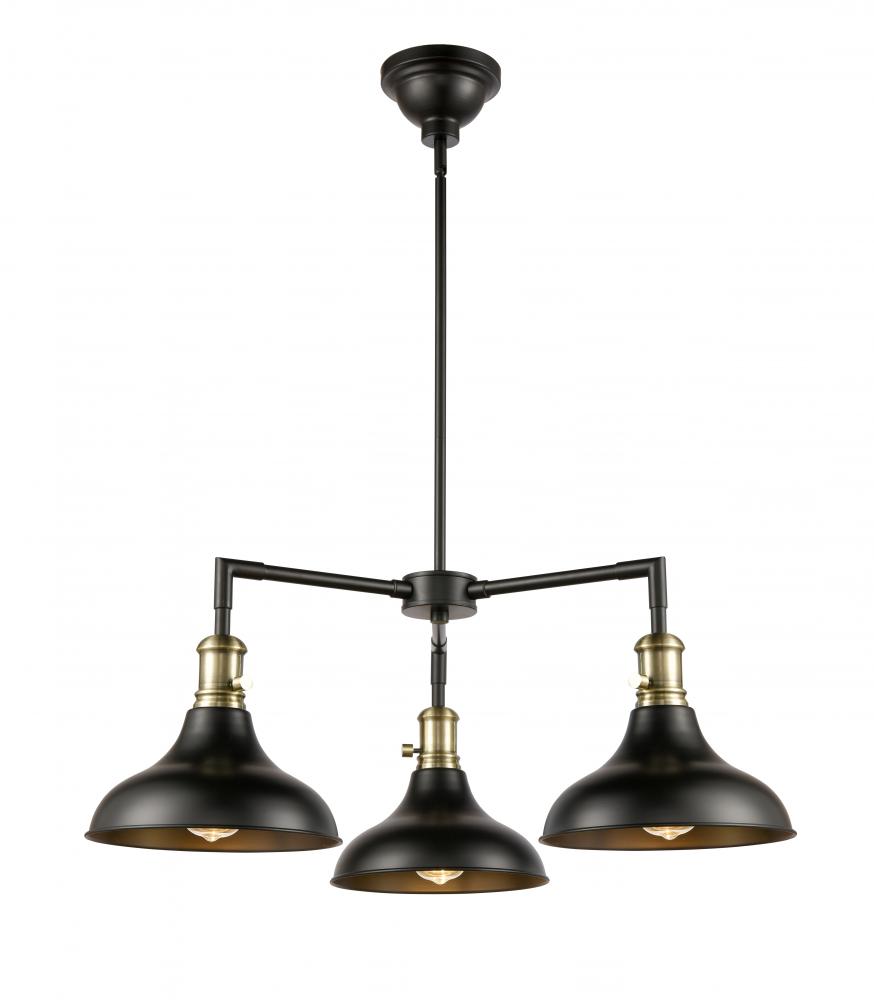 Metro - 3 Light - 30 inch - Black Antique Brass - Cord hung - Chandelier