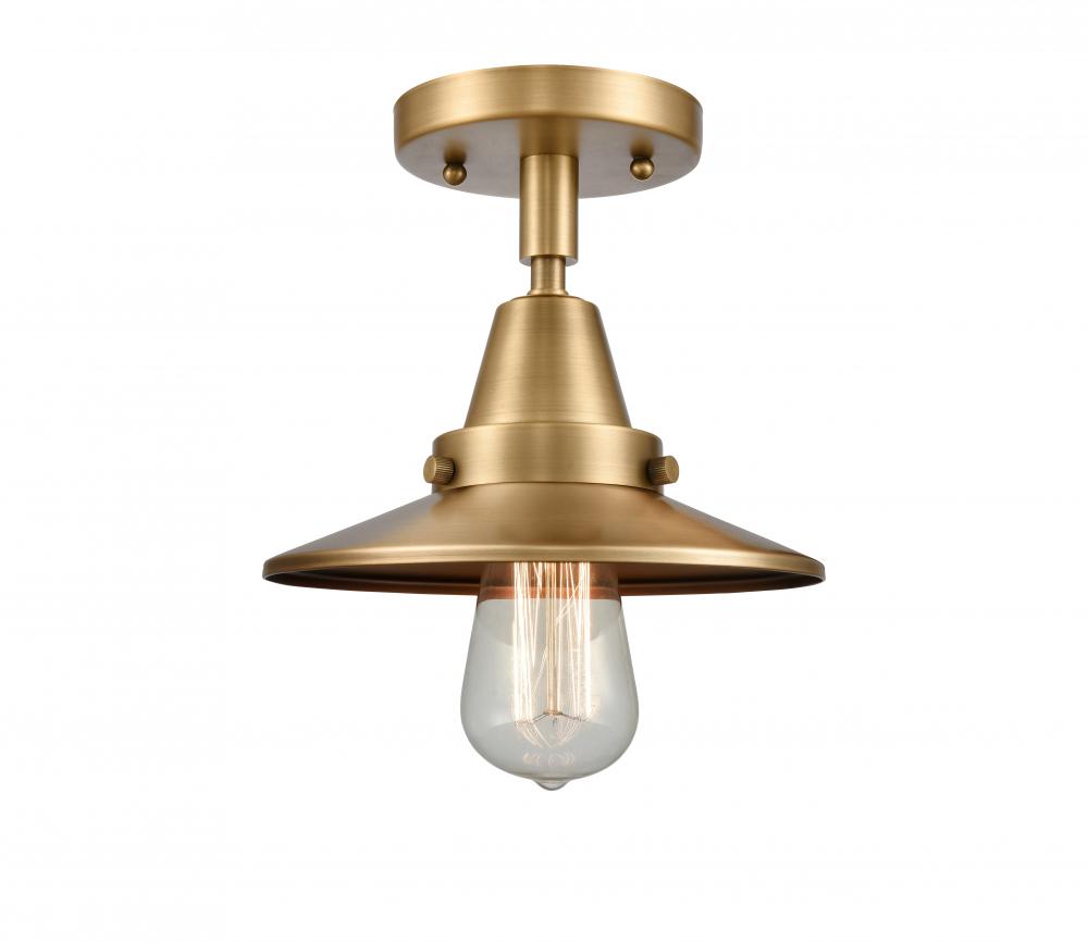 Railroad - 1 Light - 8 inch - Brushed Brass - Semi-Flush Mount