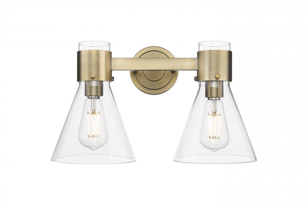 Lawton Cone - 2 Light - 17 inch - Brushed Brass - Bath Vanity Light