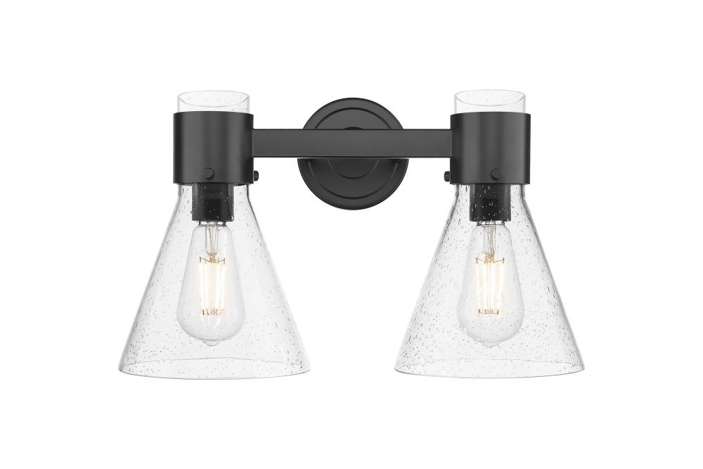 Lawton Cone - 2 Light - 17 inch - Matte Black - Bath Vanity Light