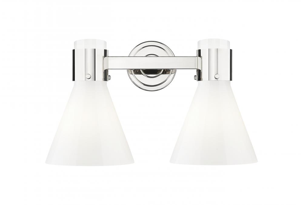 Lawton Cone - 2 Light - 17 inch - Polished Nickel - Bath Vanity Light