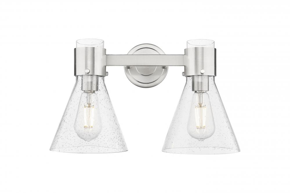 Lawton Cone - 2 Light - 17 inch - Satin Nickel - Bath Vanity Light