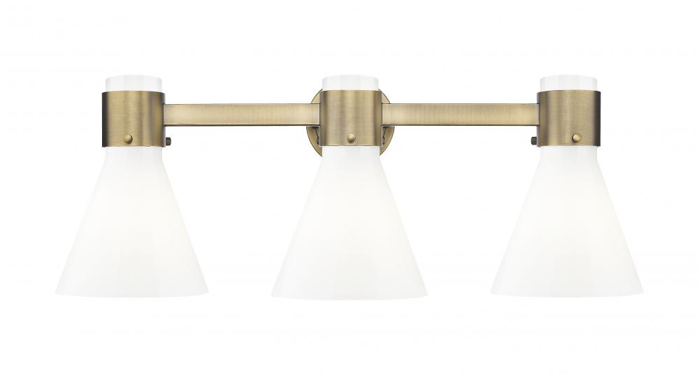 Lawton Cone - 3 Light - 27 inch - Brushed Brass - Bath Vanity Light