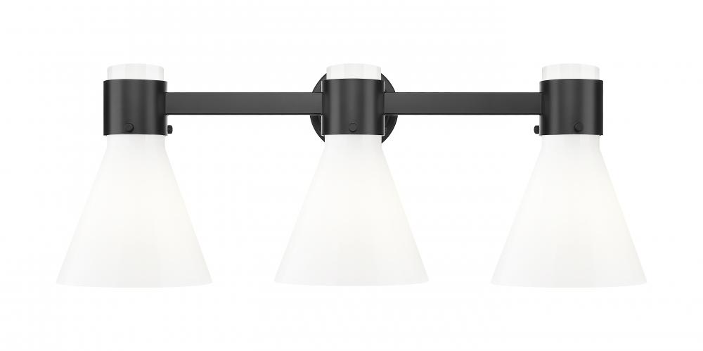 Lawton Cone - 3 Light - 27 inch - Matte Black - Bath Vanity Light