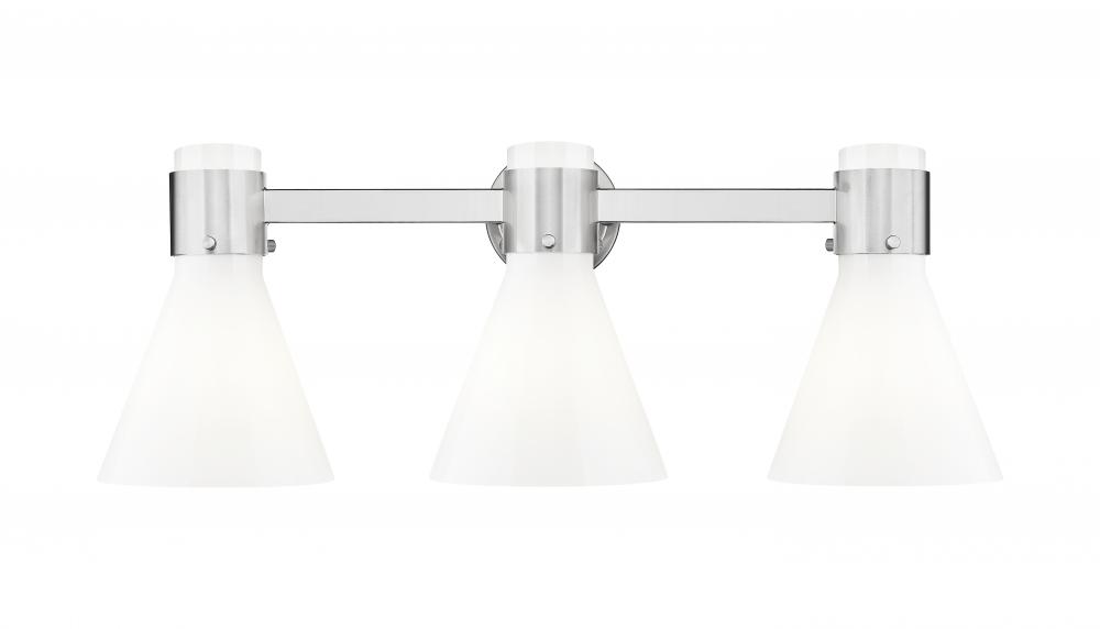 Lawton Cone - 3 Light - 27 inch - Satin Nickel - Bath Vanity Light