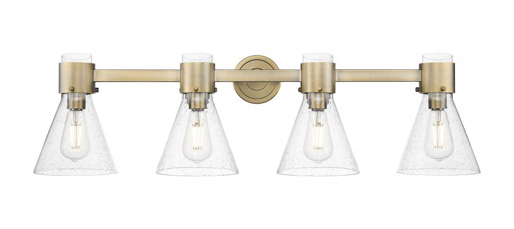 Lawton Cone - 4 Light - 27 inch - Brushed Brass - Bath Vanity Light