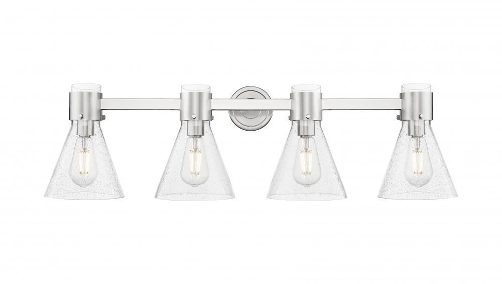 Lawton Cone - 4 Light - 27 inch - Satin Nickel - Bath Vanity Light