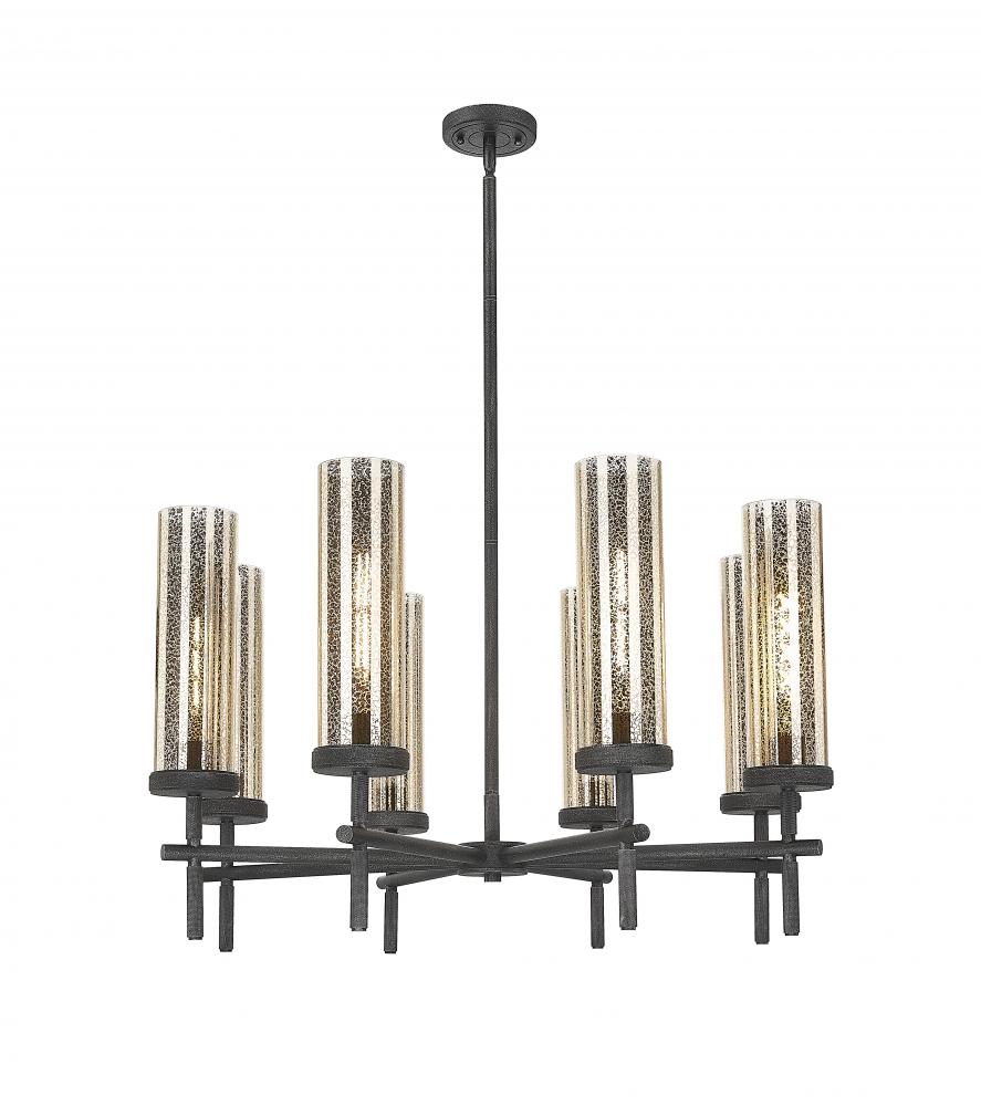 Lincoln - 8 Light - 27 inch - Weathered Zinc - Chandelier