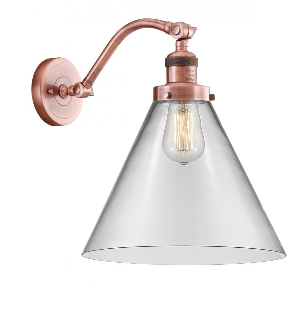 Cone - 1 Light - 12 inch - Antique Copper - Adjustable Sconce