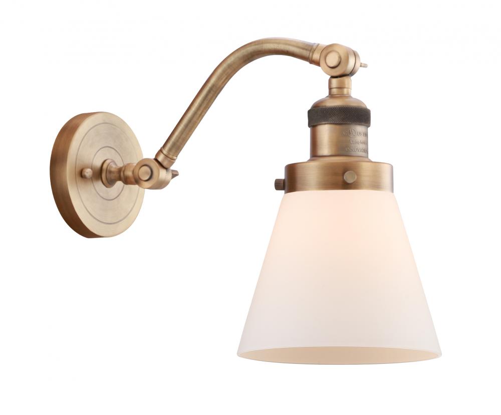 Cone - 1 Light - 7 inch - Brushed Brass - Adjustable Sconce