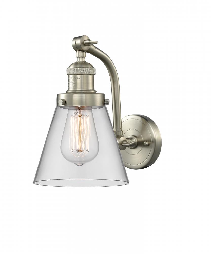 Cone - 1 Light - 7 inch - Brushed Satin Nickel - Adjustable Sconce