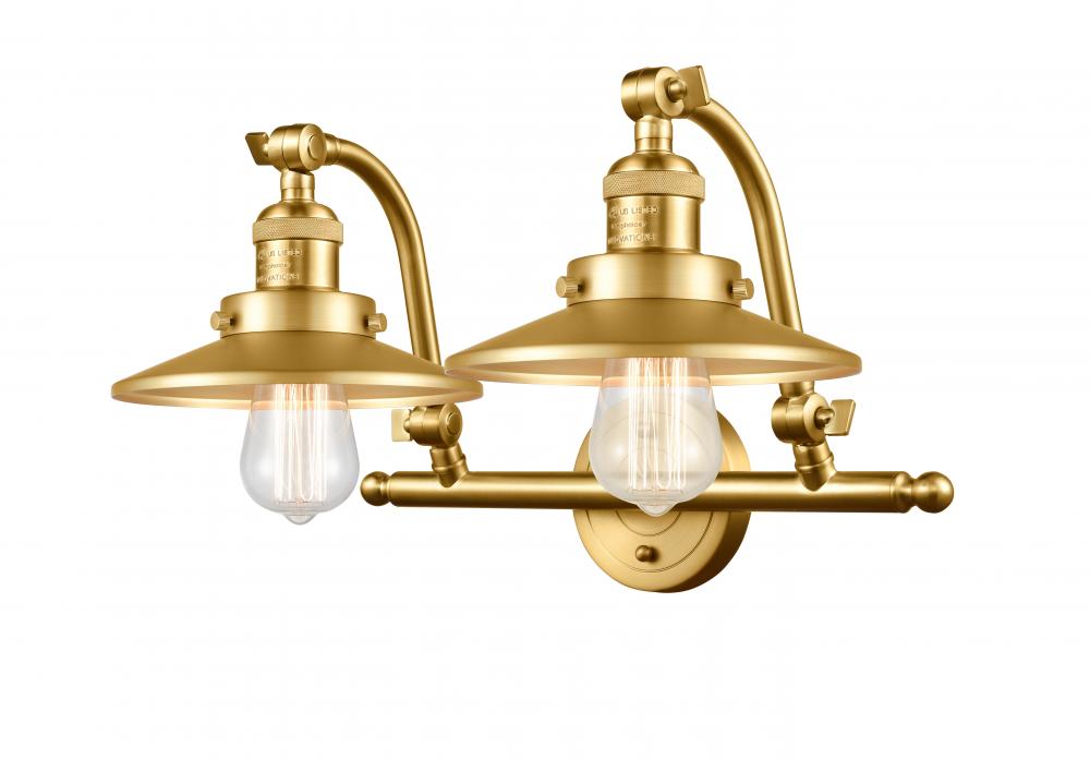 Railroad - 2 Light - 18 inch - Satin Gold - Adjustable Bath Vanity Light