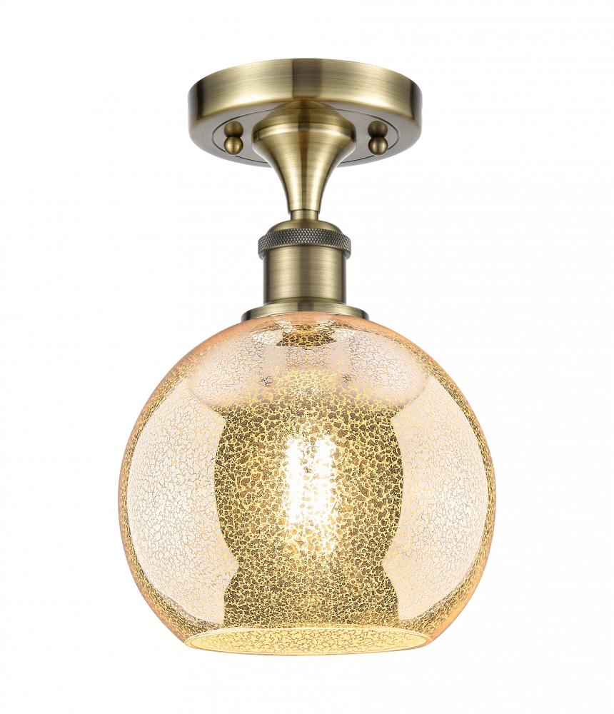 Athens - 1 Light - 8 inch - Antique Brass - Semi-Flush Mount