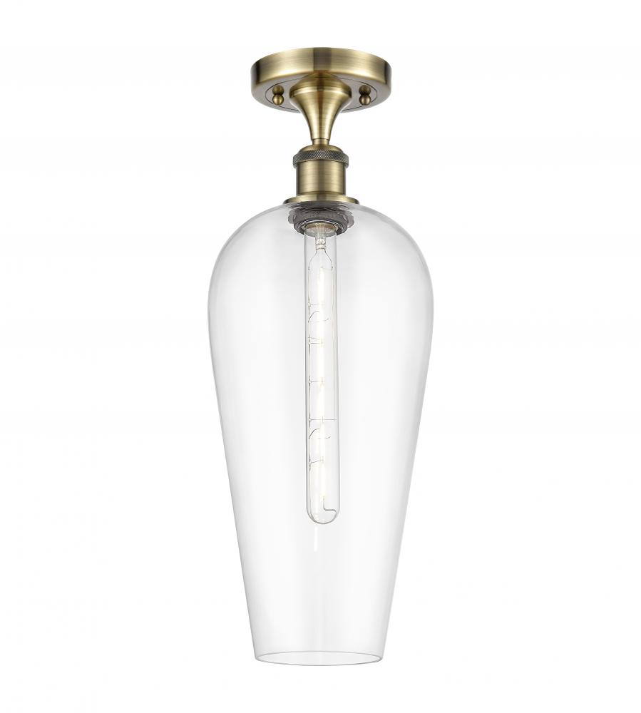 Chelsea - 1 Light - 8 inch - Antique Brass - Semi-Flush Mount