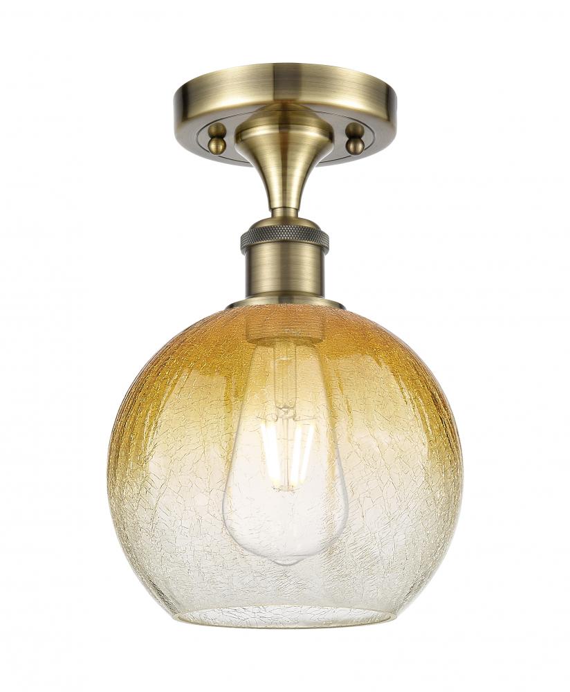 Brookhaven Globe - 1 Light - 8 inch - Antique Brass - Semi-Flush Mount