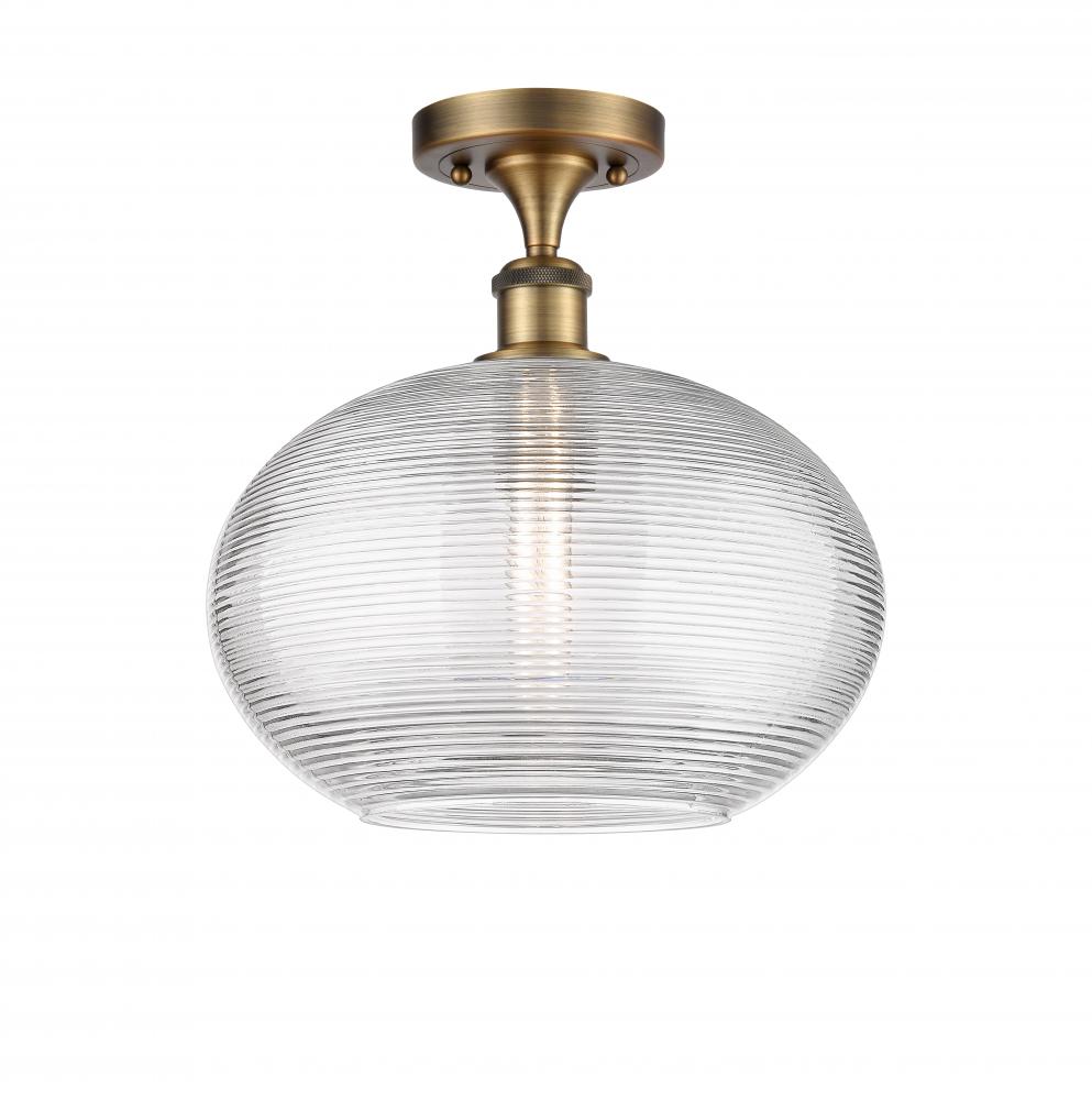 Ithaca - 1 Light - 12 inch - Brushed Brass - Semi-Flush Mount