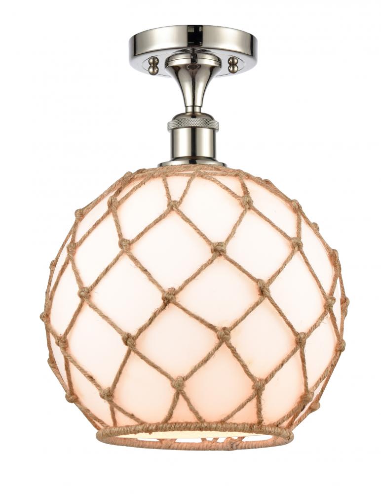 Farmhouse Rope - 1 Light - 10 inch - Polished Nickel - Semi-Flush Mount